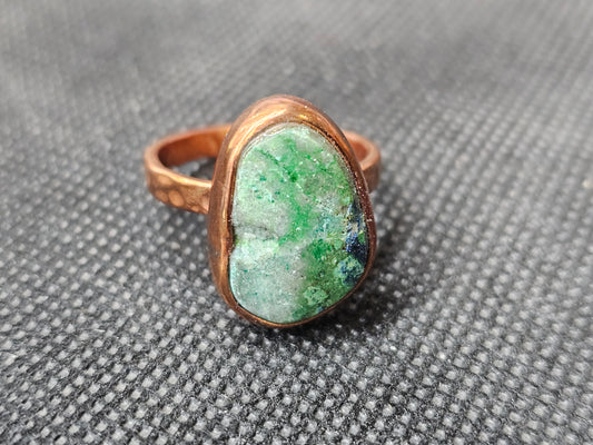 hand crafted azurite chrysocolla ring size 7