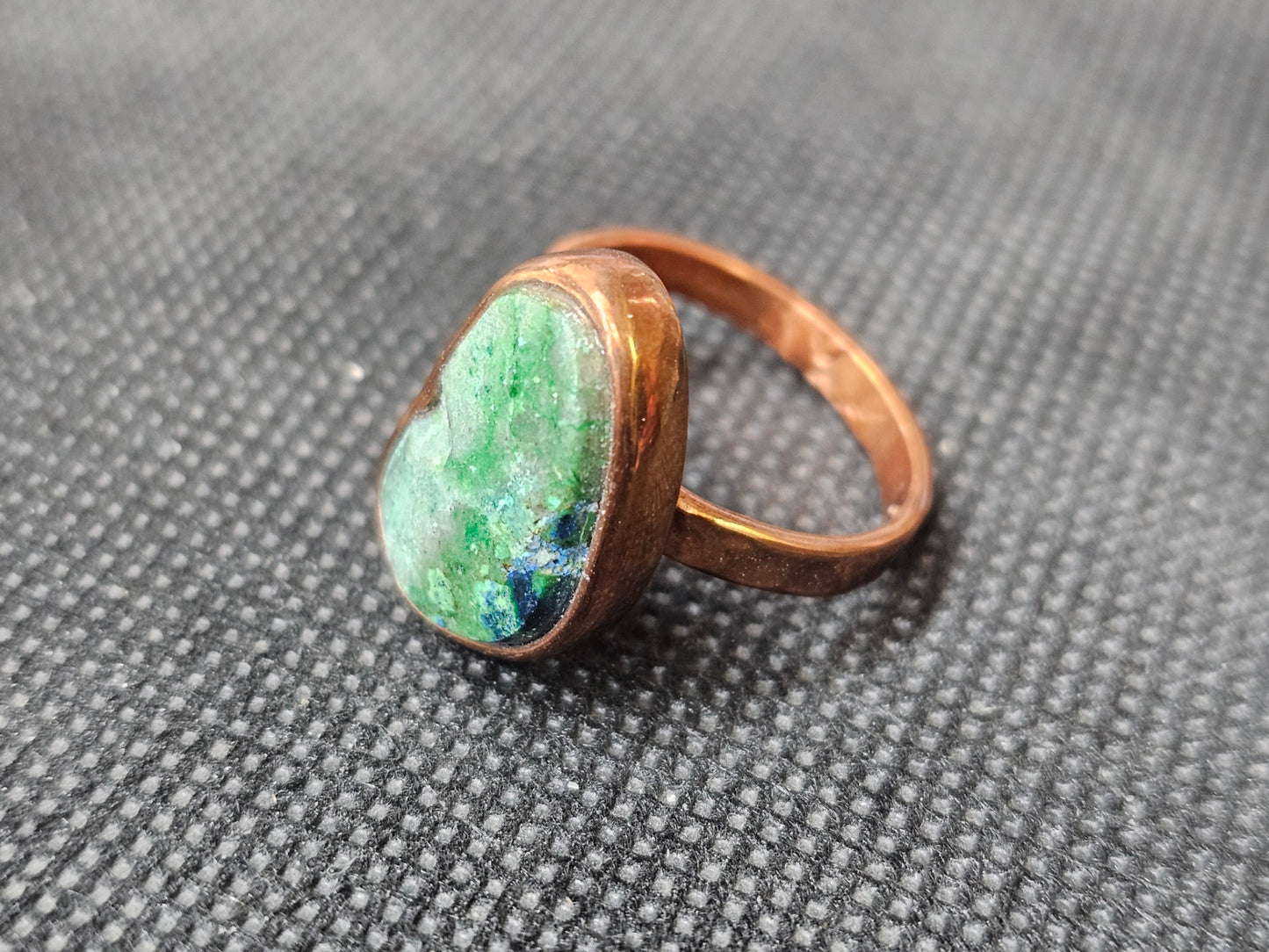 hand crafted azurite chrysocolla ring size 7