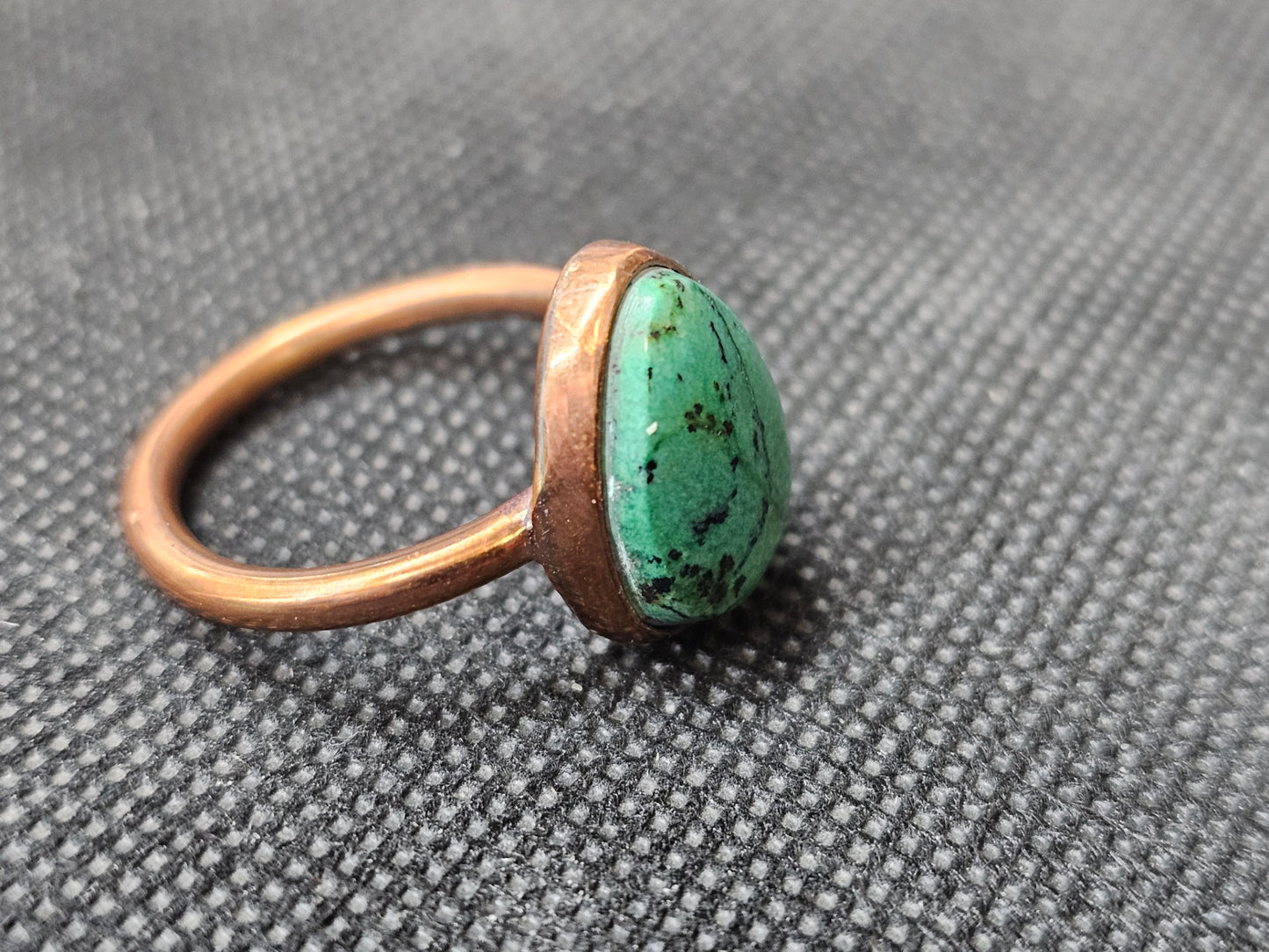 Handmade copper turquoise ring size 11