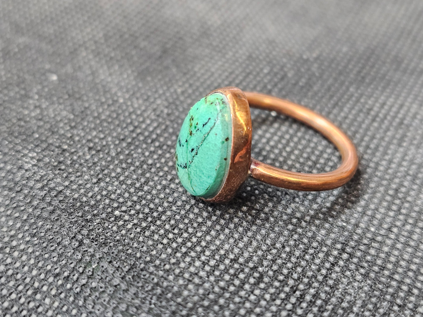 Handmade copper turquoise ring size 11