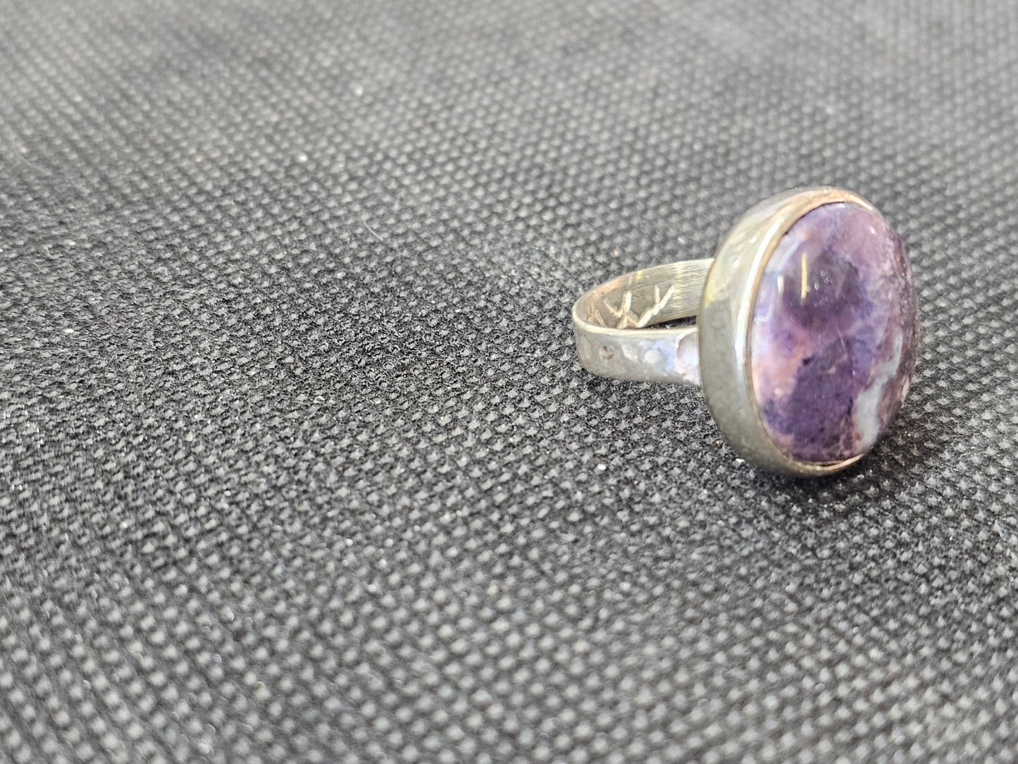 Custom Utah Tiffany Stone Silver Ring, Size 5.5 Handcrafted Round Statement Ring