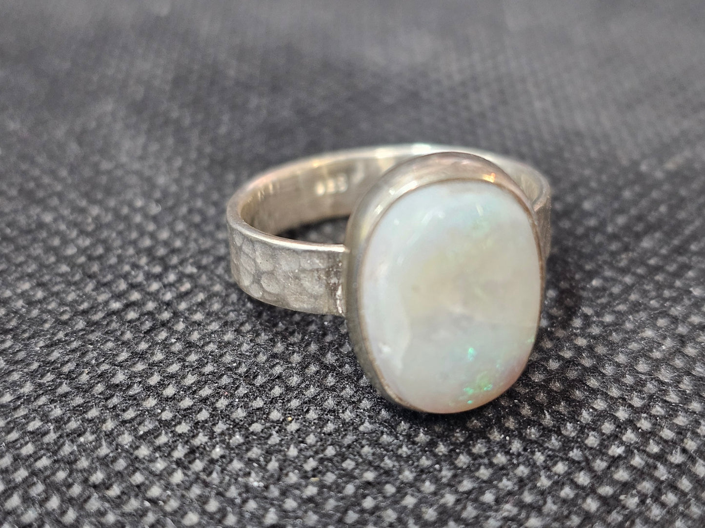 Handmade Silver Lightning Ridge Opal Ring size 8