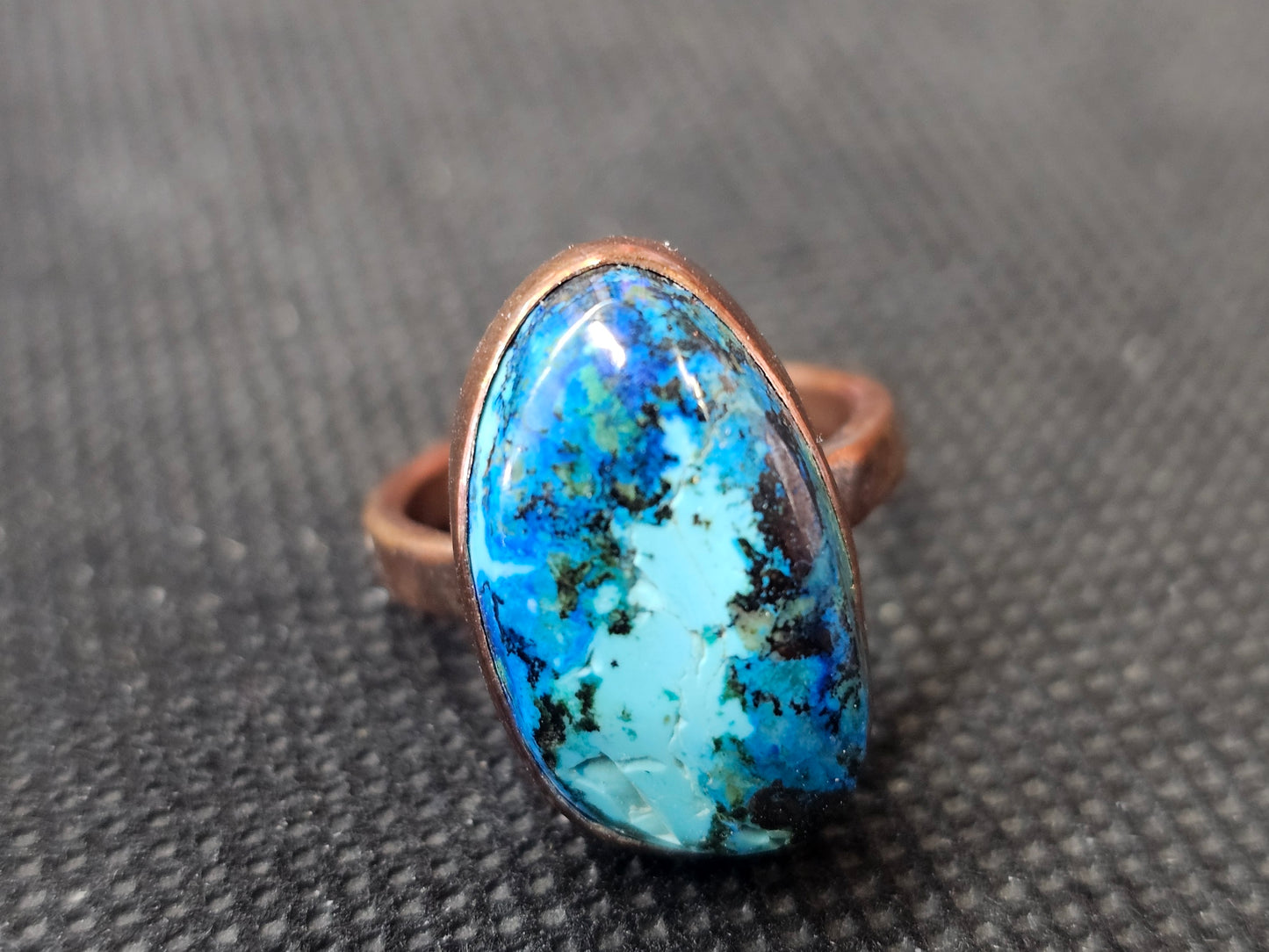 Handcrafted Copper Turquoise Ring (Size 7)
