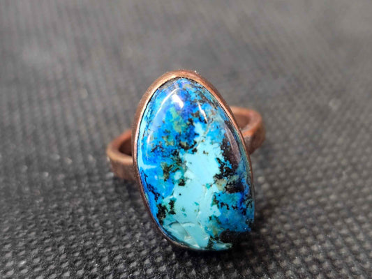 Handcrafted Copper Turquoise Ring (Size 7)