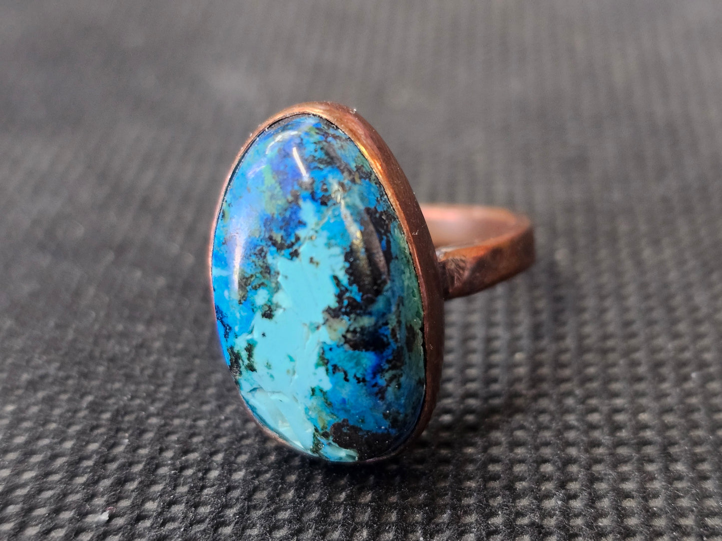 Handcrafted Copper Turquoise Ring (Size 7)