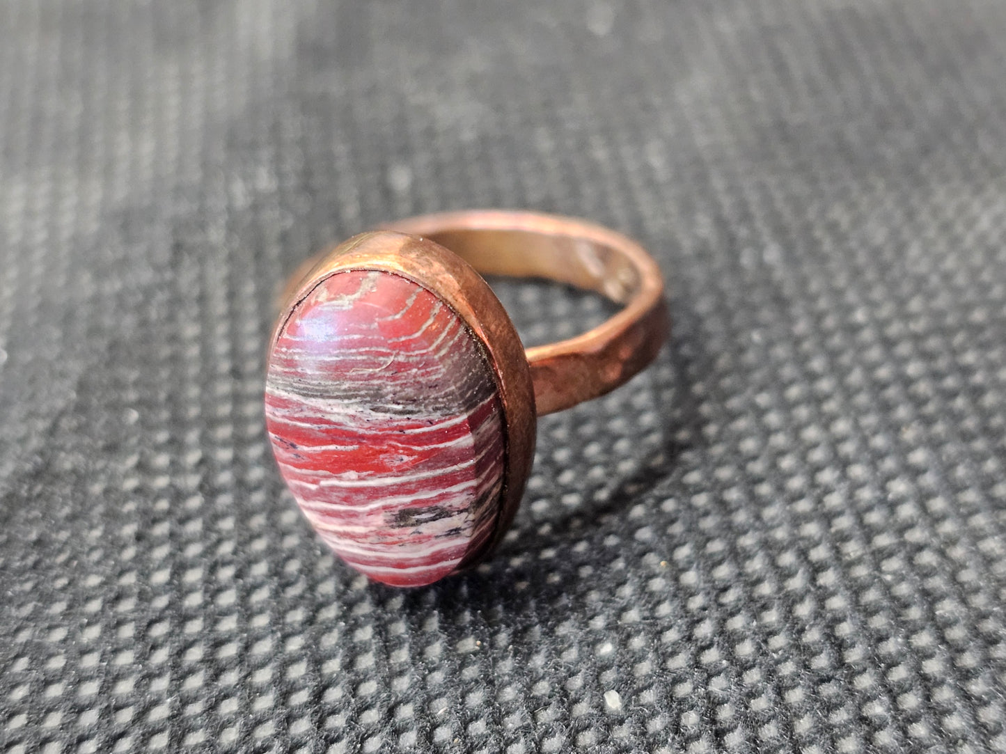 Handmade Copper Red Jasper Ring - Size 6 Banded Statement Ring
