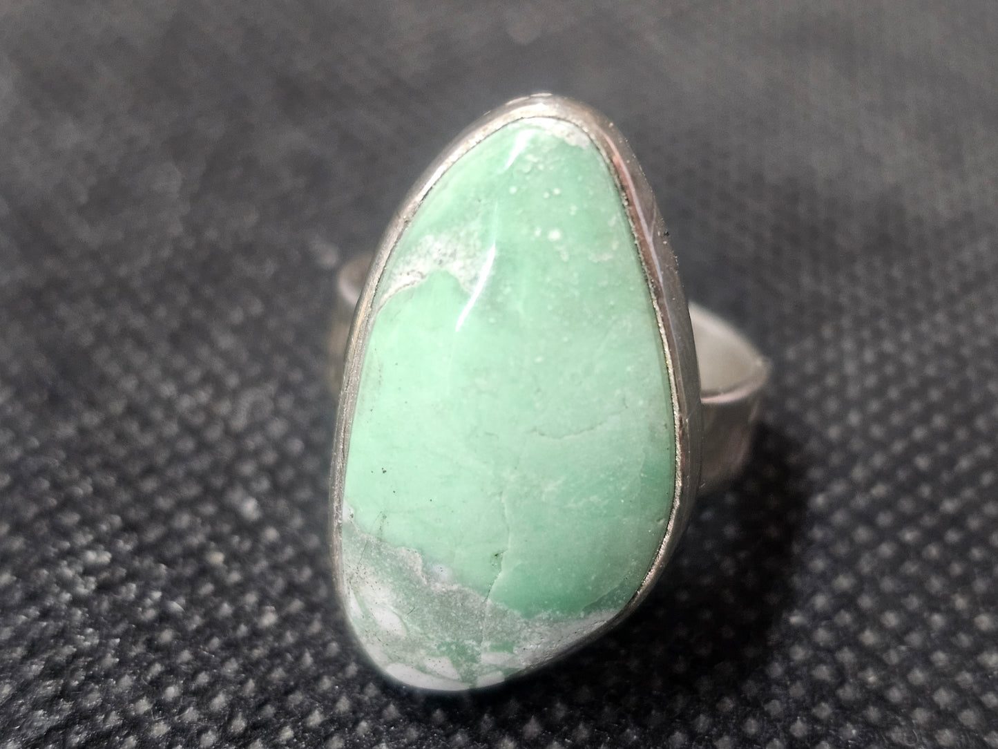Handmade Silver Variscite Ring - Size 8 Teardrop Gemstone Ring