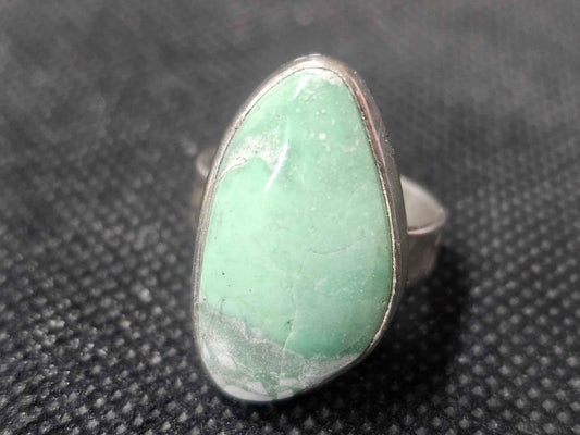 Handmade Silver Variscite Ring - Size 8 Teardrop Gemstone Ring