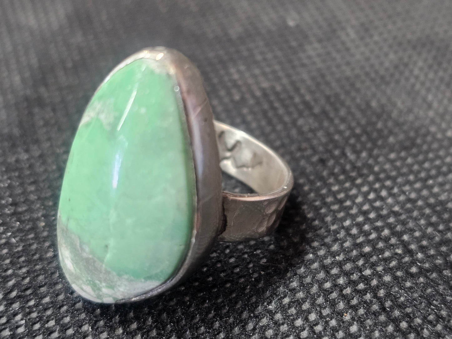 Handmade Silver Variscite Ring - Size 8 Teardrop Gemstone Ring