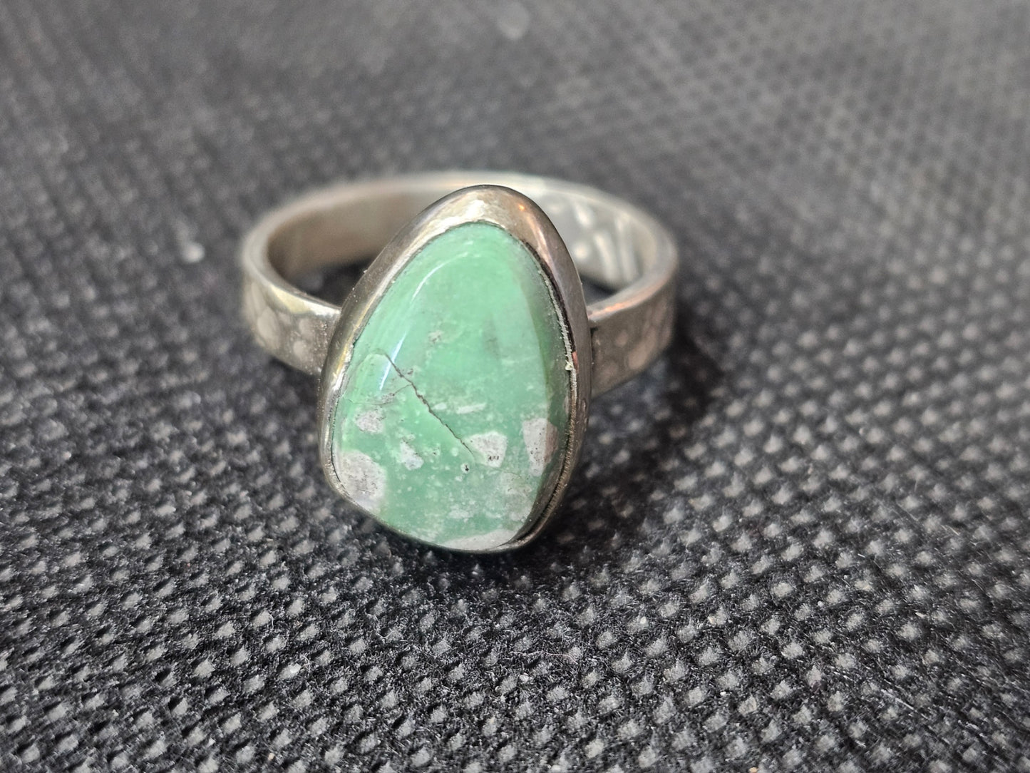 Handmade Silver Variscite Ring - Size 7 Teardrop Gemstone Ring