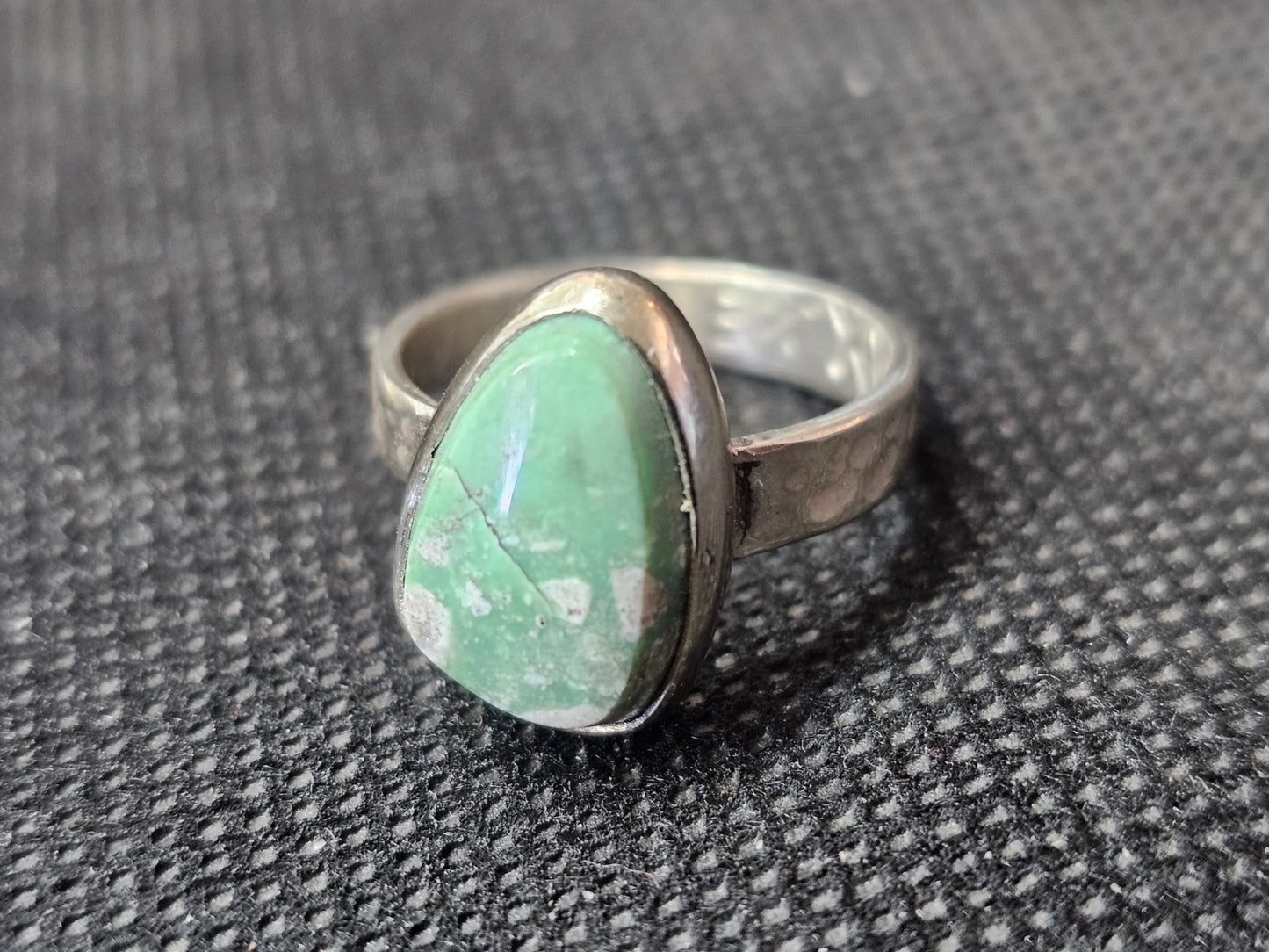 Handmade Silver Variscite Ring - Size 7 Teardrop Gemstone Ring