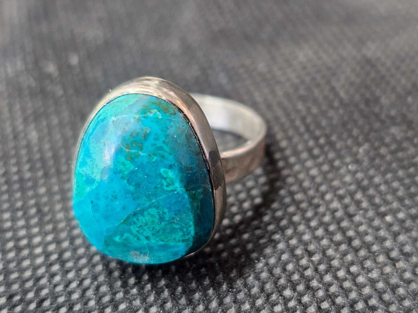 Natural Blue-Green Turquoise Silver Ring, Size 8 Pear Shaped Jewelry