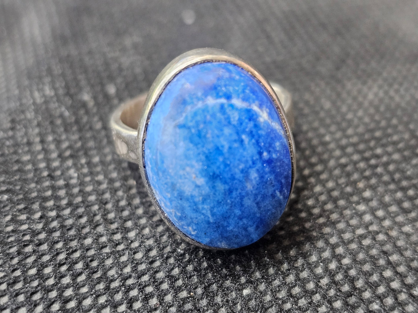 Handmade Silver Lapis Lazuli Ring - Size 7 Oval Statement Ring