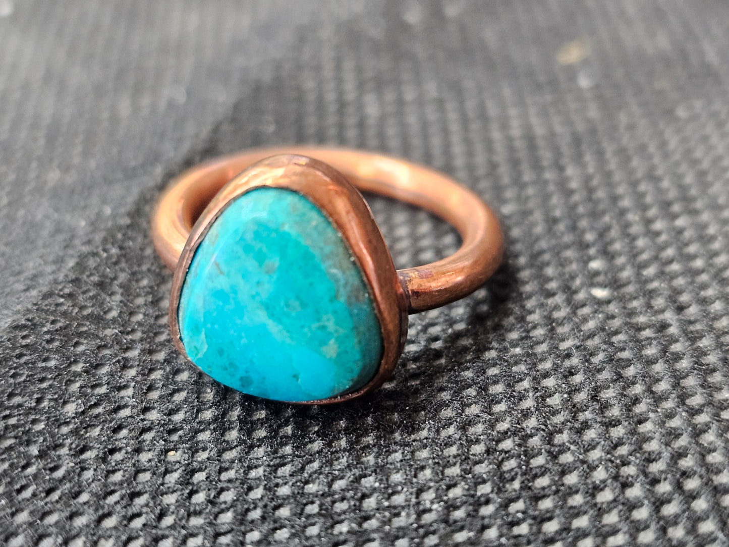 Natural Blue Turquoise Copper Ring, Size 6 Triangle Gemstone Jewelry