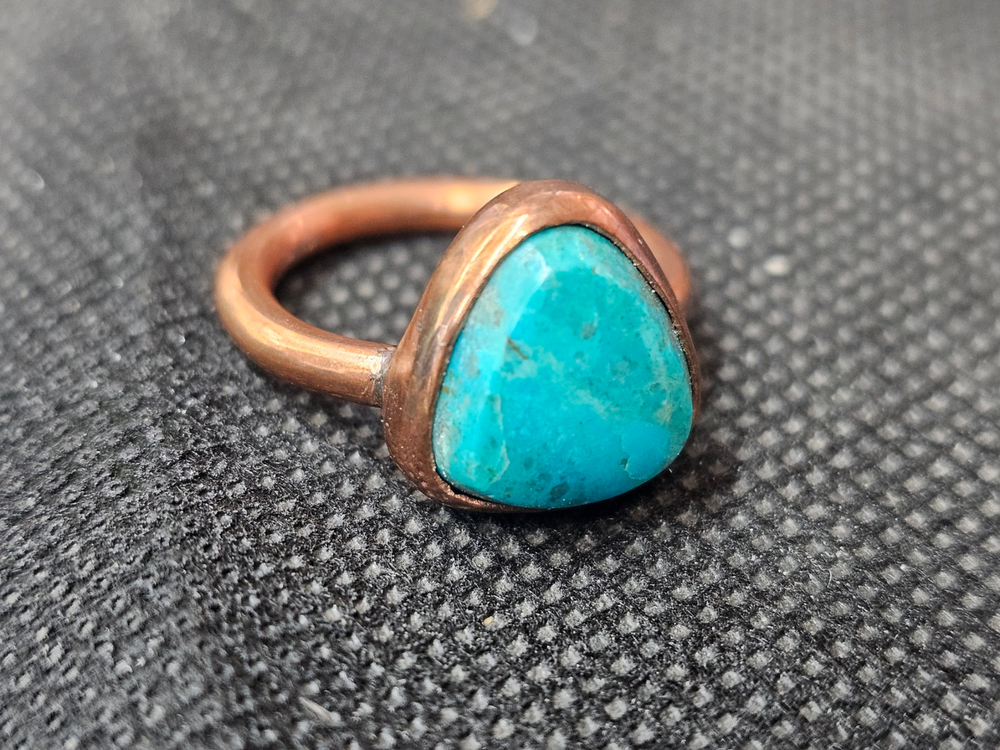 Natural Blue Turquoise Copper Ring, Size 6 Triangle Gemstone Jewelry
