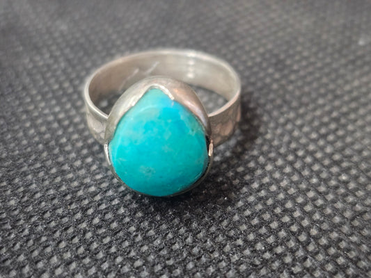 Natural Robin's Egg Blue Turquoise Silver Ring, Size 7 Artisan Jewelry - Ghost Mountain Minerals