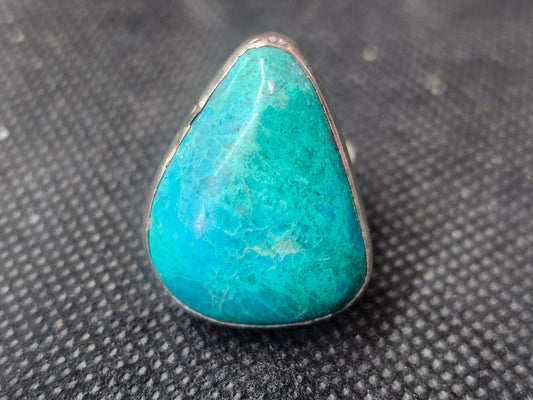 Natural Teardrop Blue-Green Turquoise Silver Ring, Size 5 Fine Jewelry - Ghost Mountain Minerals