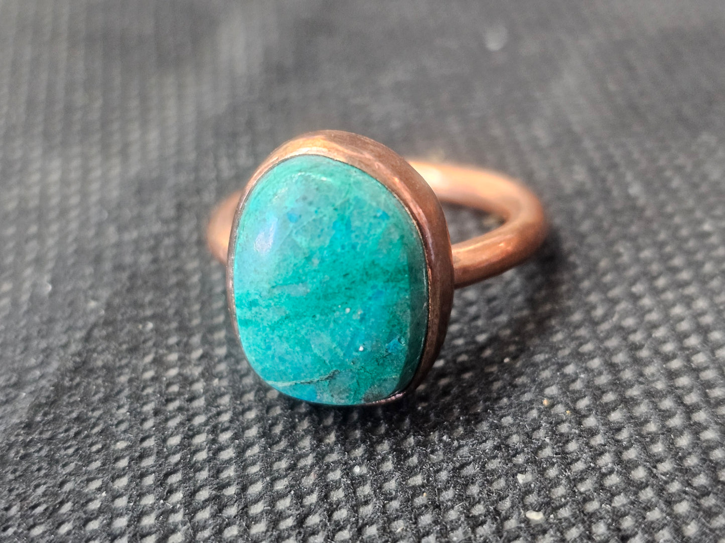 Natural Blue-Green Turquoise Copper Ring, Size 6 Earthy Artisan Jewelry