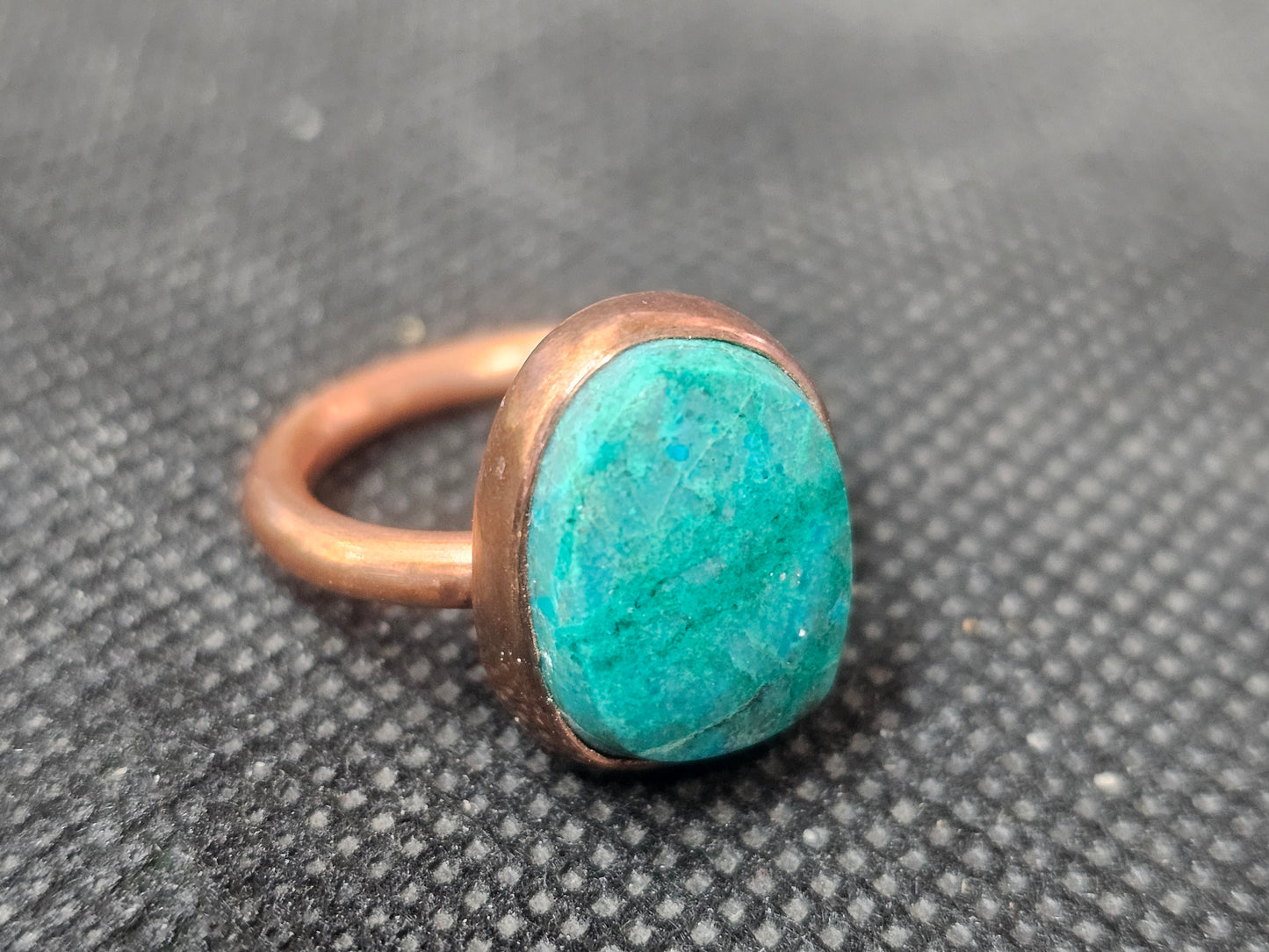 Natural Blue-Green Turquoise Copper Ring, Size 6 Earthy Artisan Jewelry