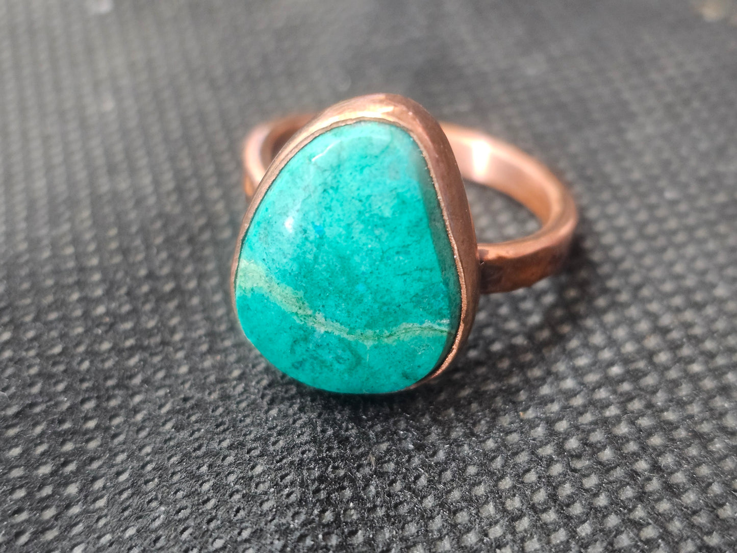 Natural Blue-Green Turquoise Copper Ring, Size 8 Artisan Jewelry