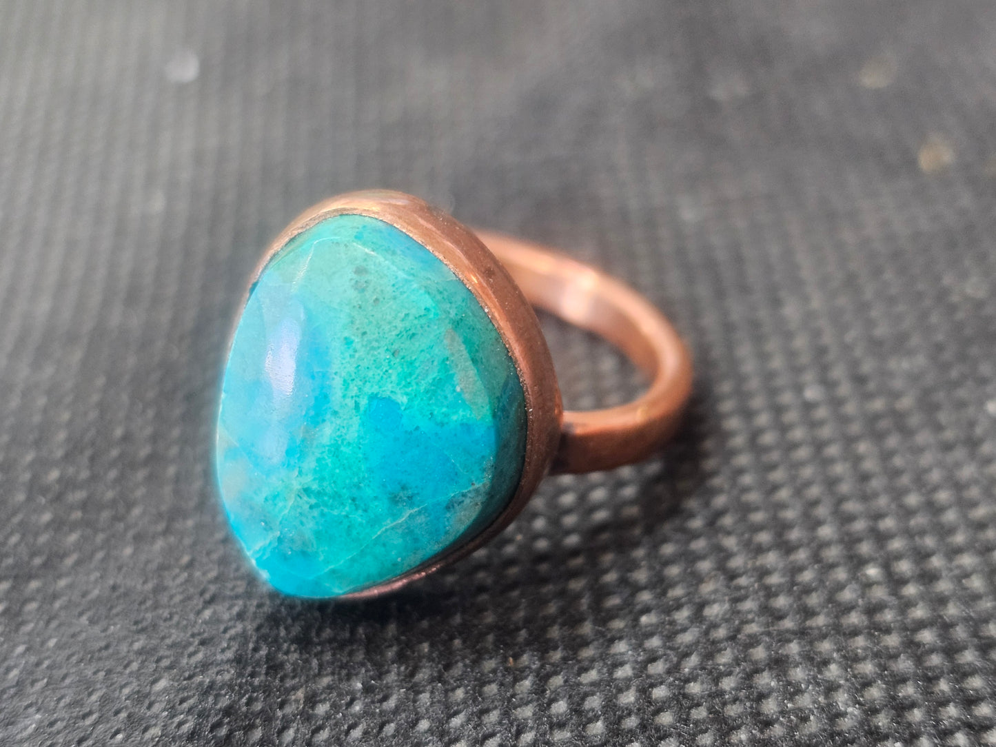 Natural Blue-Teal Turquoise Copper Ring, Size 8 Artisan Jewelry