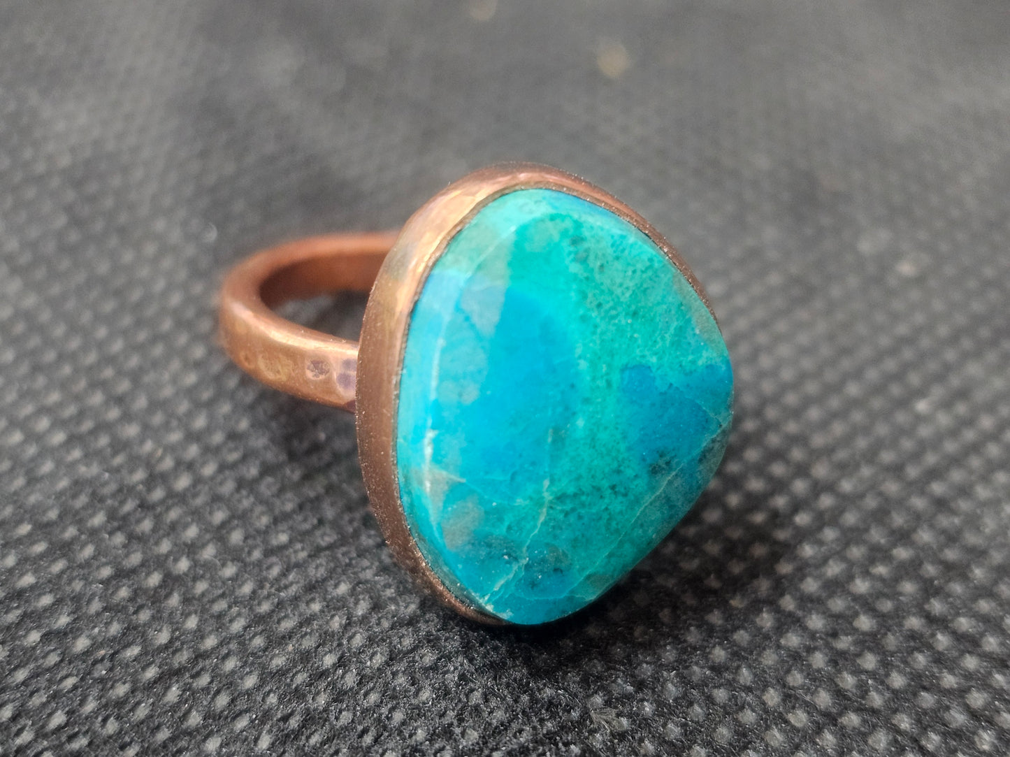 Natural Blue-Teal Turquoise Copper Ring, Size 8 Artisan Jewelry