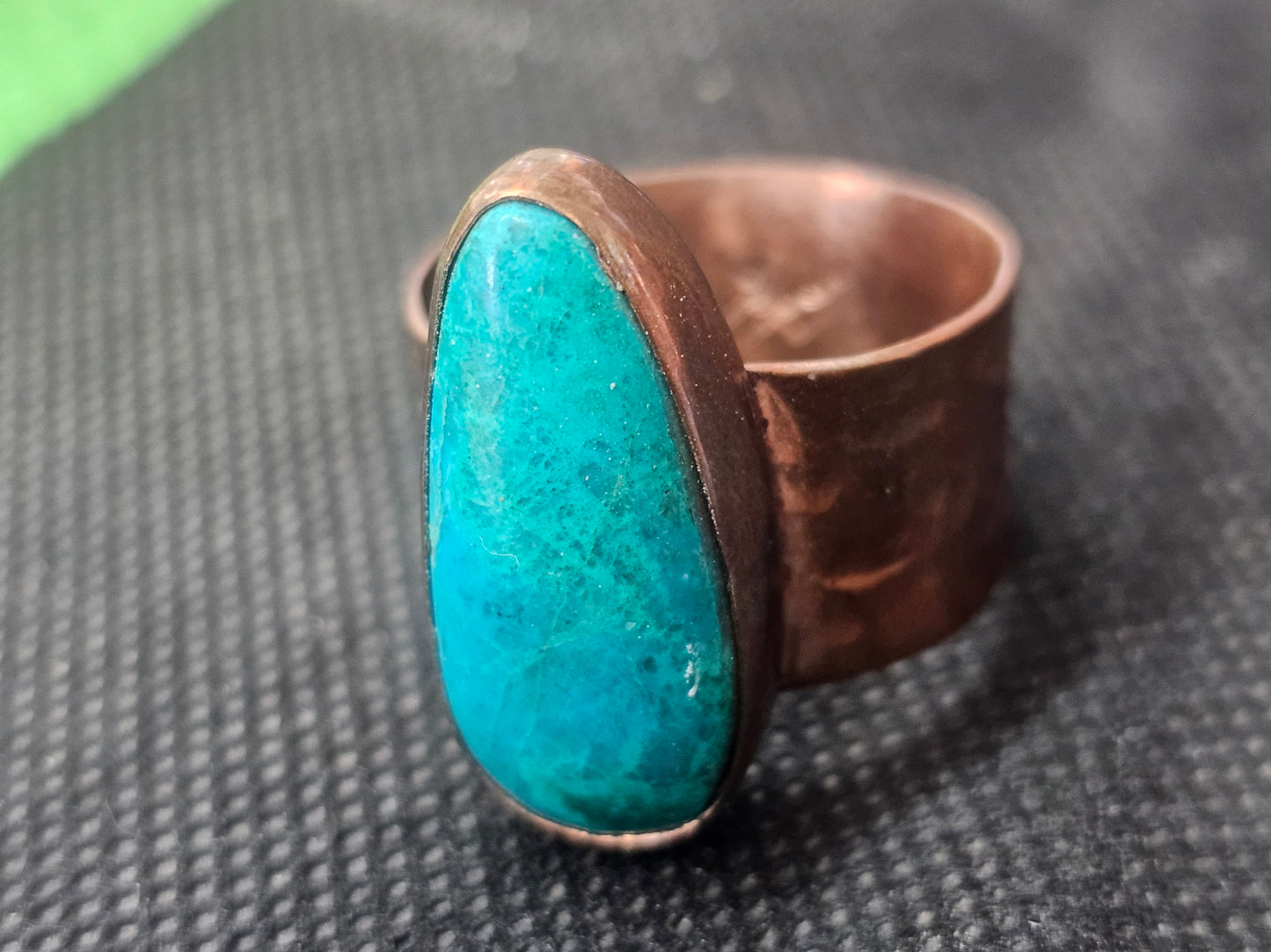 Natural Teal-Blue Turquoise Wide Cigar Band, Size 14 Artisan Jewelry