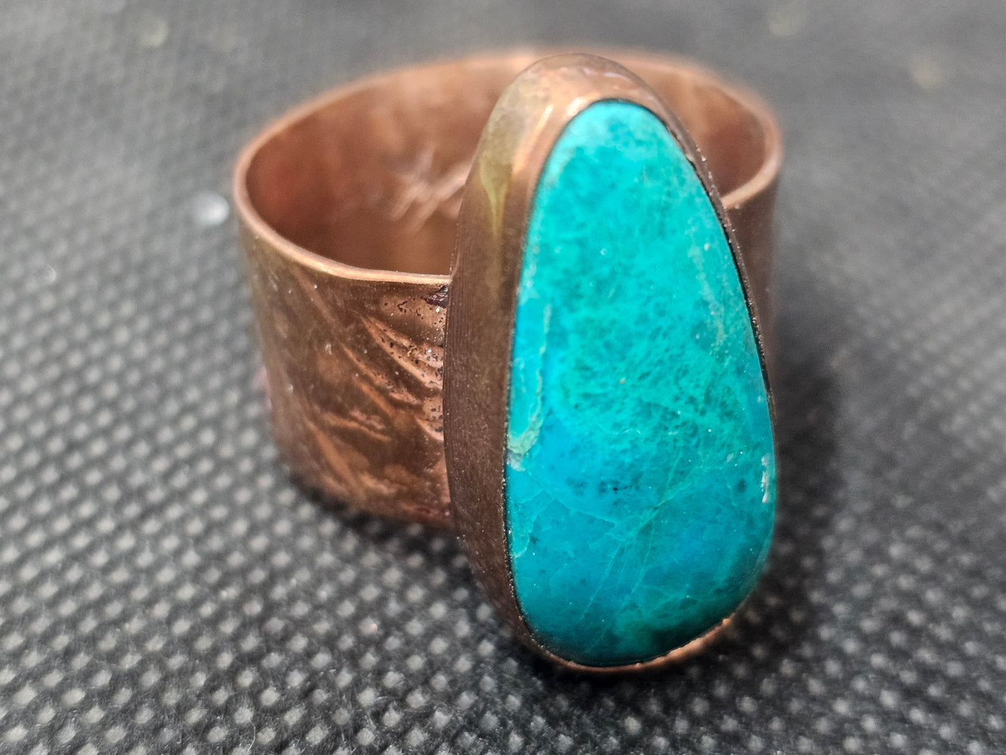 Natural Teal-Blue Turquoise Wide Cigar Band, Size 14 Artisan Jewelry