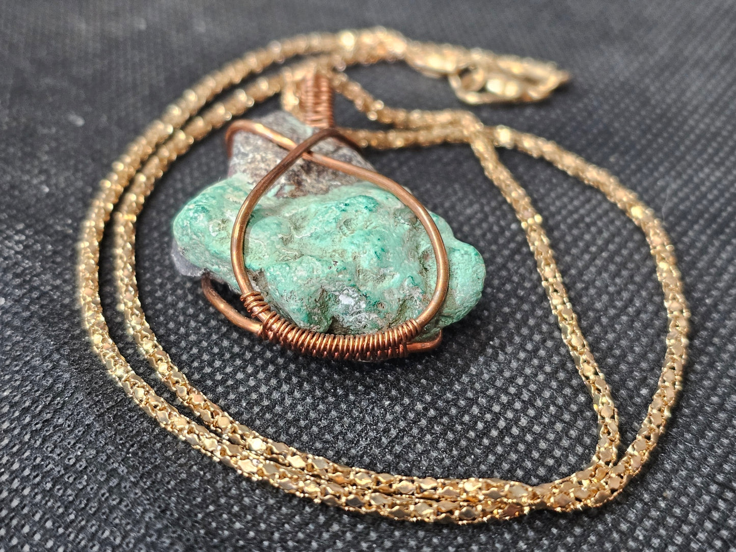 Raw Turquoise Nugget Copper Wire Wrapped Pendant | Ghost Mountain Minerals Handmade Jewelry