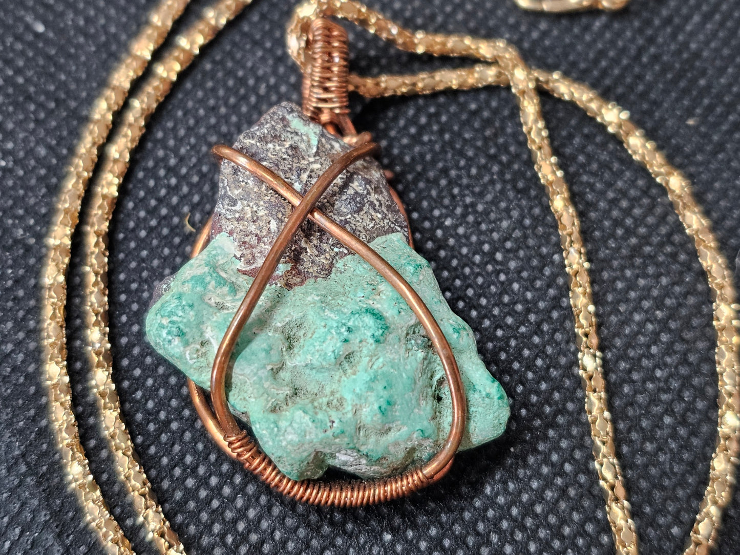 Raw Turquoise Nugget Copper Wire Wrapped Pendant | Ghost Mountain Minerals Handmade Jewelry