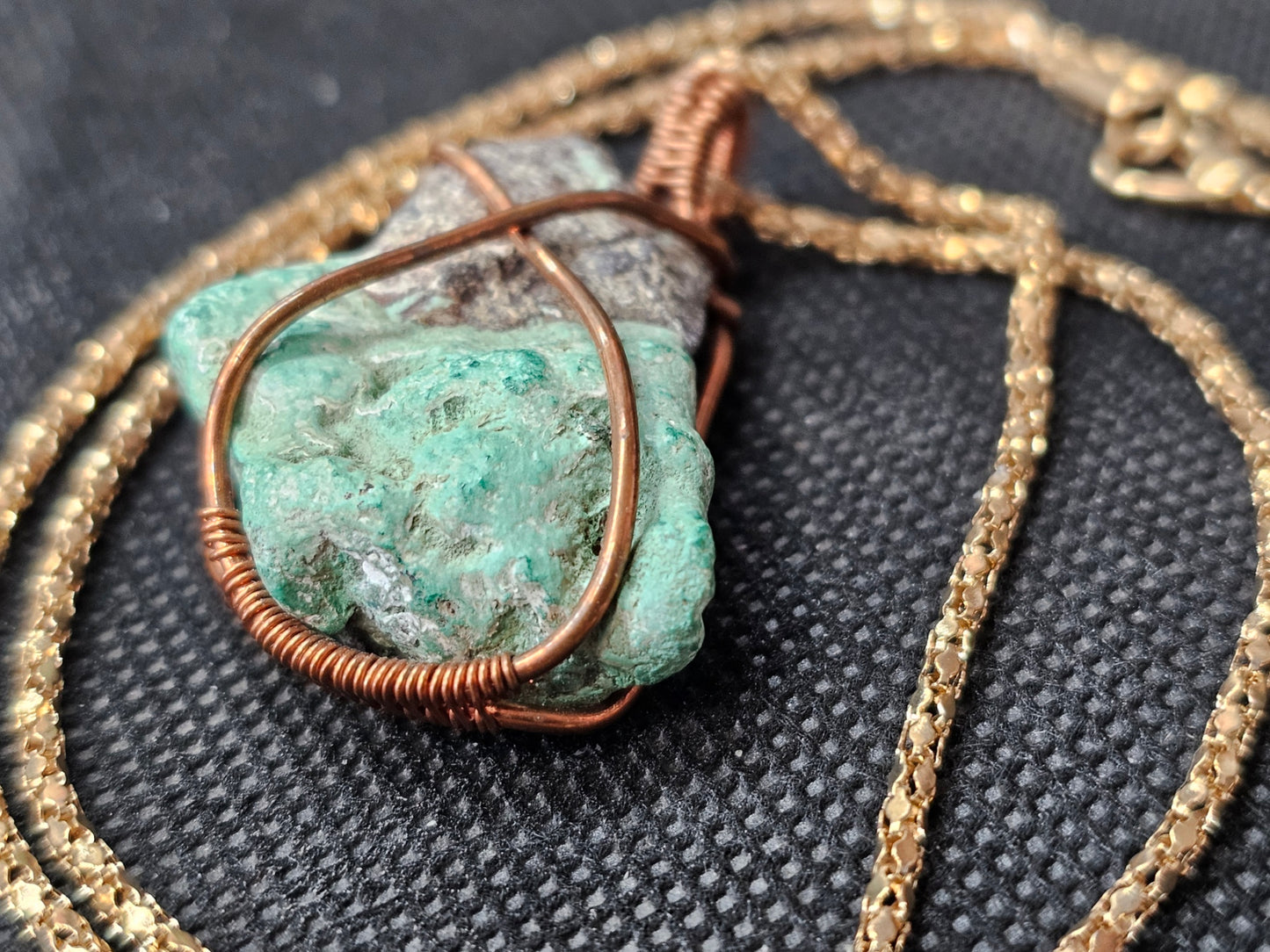 Raw Turquoise Nugget Copper Wire Wrapped Pendant | Ghost Mountain Minerals Handmade Jewelry
