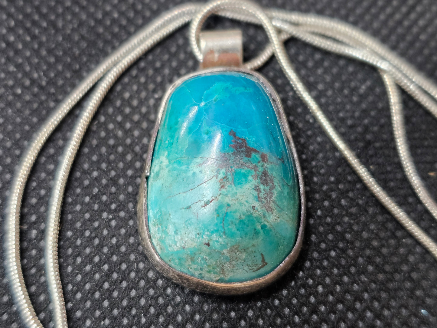 Stunning Turquoise and Sterling Silver Pendant by Ghost Mountain Minerals
