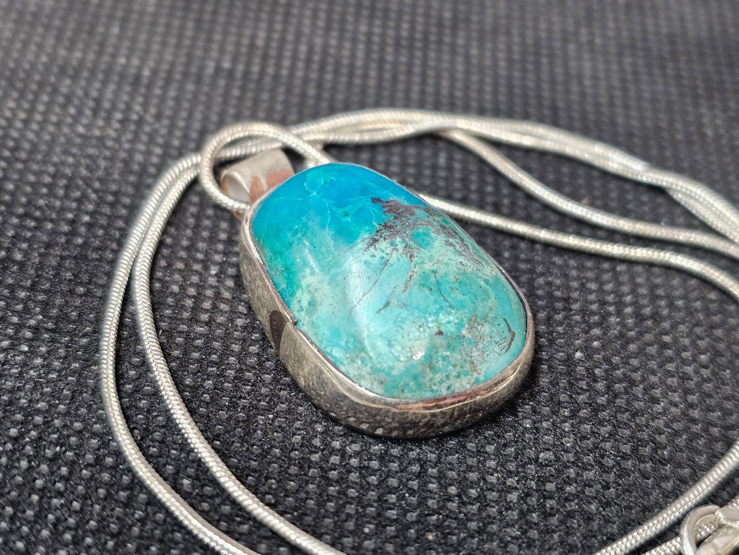 Stunning Turquoise and Sterling Silver Pendant by Ghost Mountain Minerals