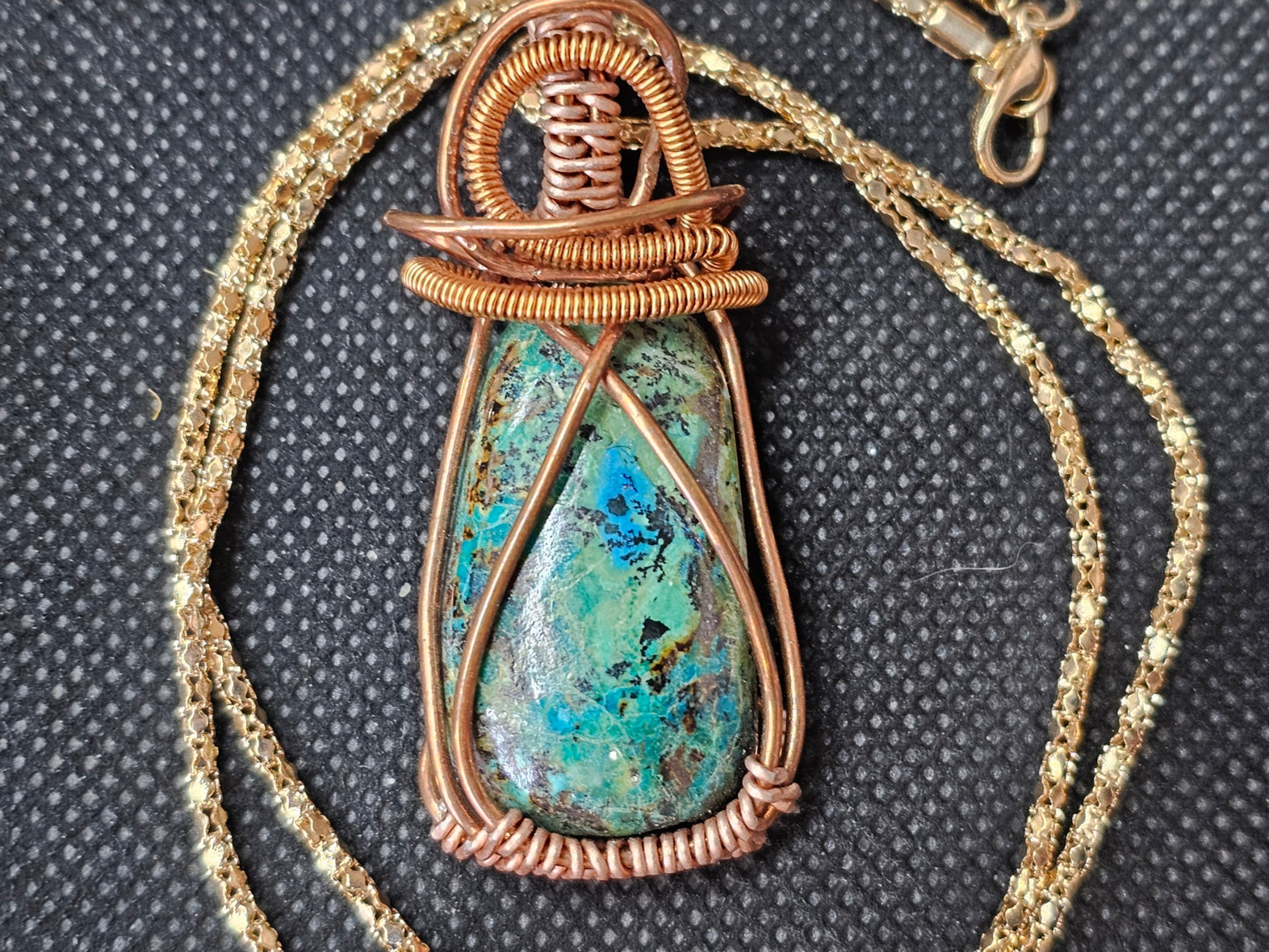 Turquoise & Chrysocolla Copper Wire Wrapped Jewelry | Rustic Earthy Statement Pendant | Ghost Mountain Minerals