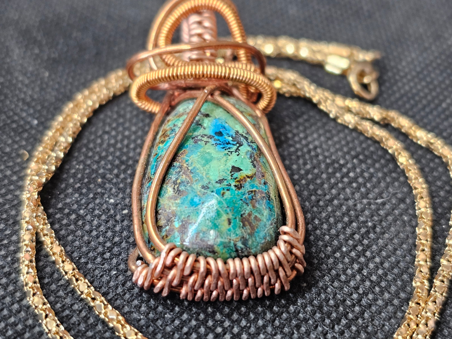 Turquoise & Chrysocolla Copper Wire Wrapped Jewelry | Rustic Earthy Statement Pendant | Ghost Mountain Minerals