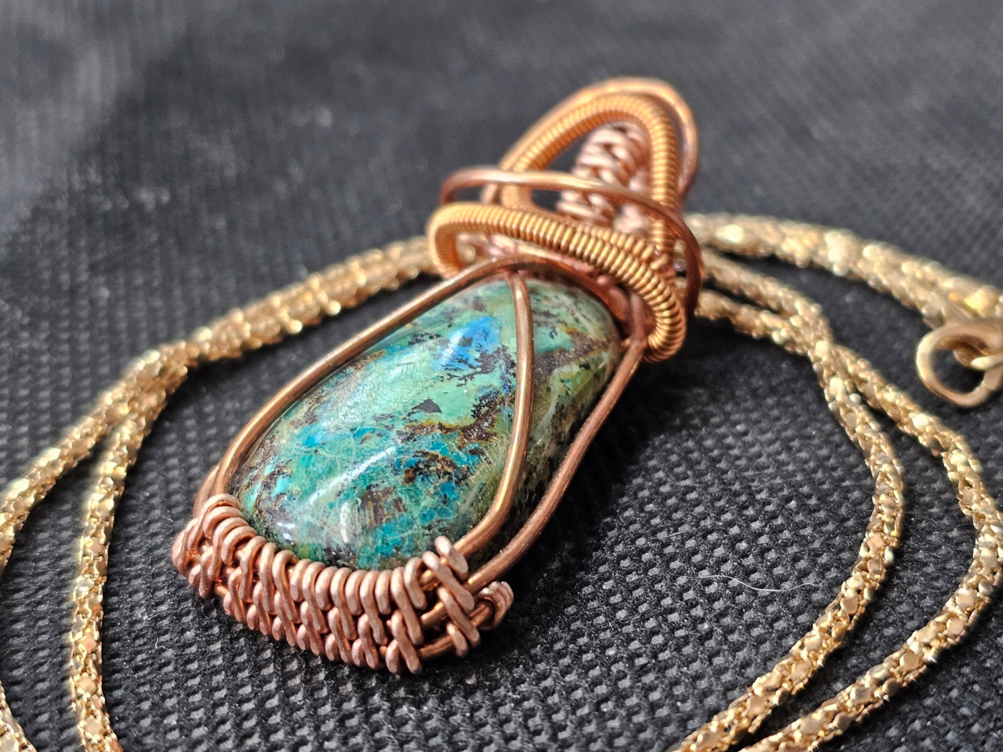 Turquoise & Chrysocolla Copper Wire Wrapped Jewelry | Rustic Earthy Statement Pendant | Ghost Mountain Minerals