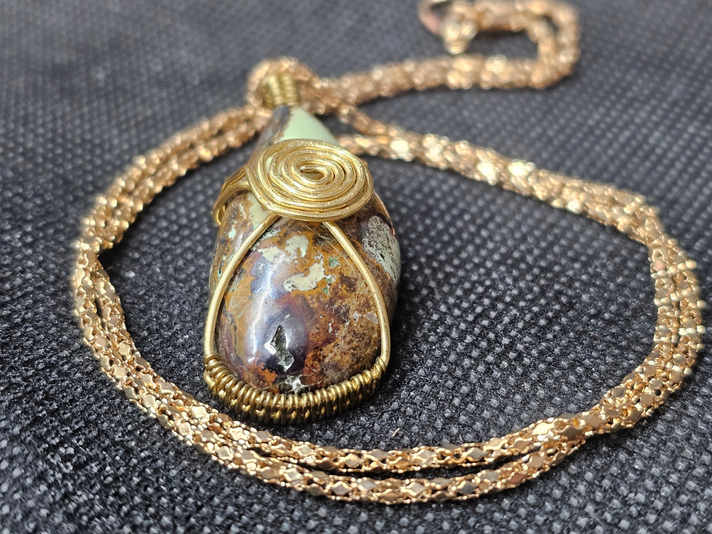 Gold-Filled Wire-Wrapped Spotted Dick Jasper Pendant | Ghost Mountain Minerals