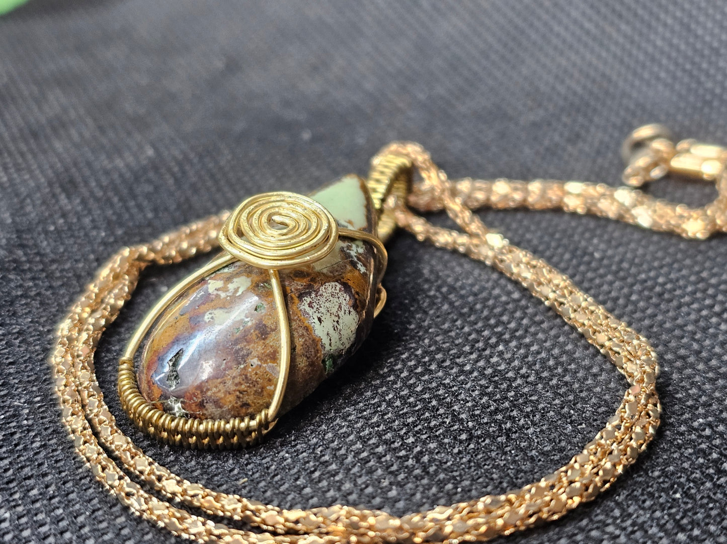 Gold-Filled Wire-Wrapped Spotted Dick Jasper Pendant | Ghost Mountain Minerals