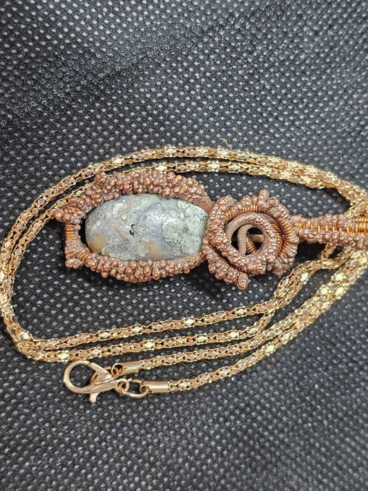Electroformed Copper Wire-Wrapped Turquoise Pendant | Ghost Mountain Minerals