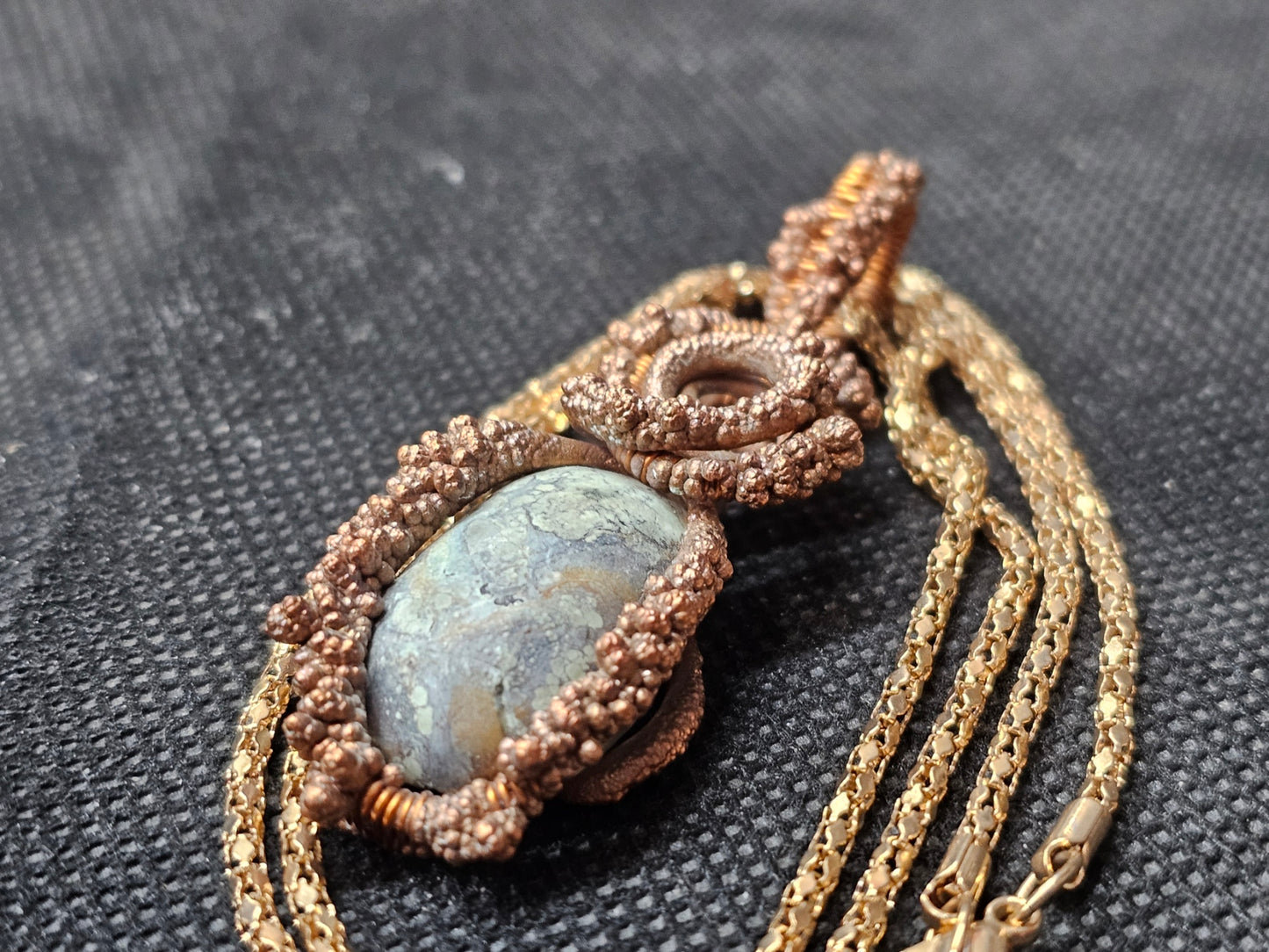 Electroformed Copper Wire-Wrapped Turquoise Pendant | Ghost Mountain Minerals
