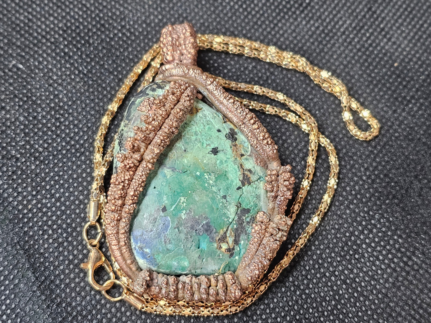 Large Teardrop Electroformed Copper Turquoise Pendant | Ghost Mountain Minerals