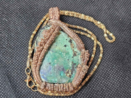 Large Teardrop Electroformed Copper Turquoise Pendant | Ghost Mountain Minerals