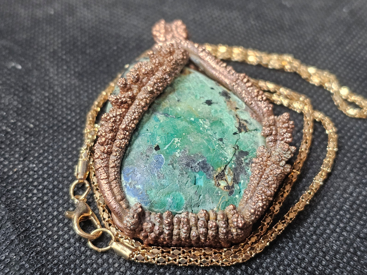 Large Teardrop Electroformed Copper Turquoise Pendant | Ghost Mountain Minerals
