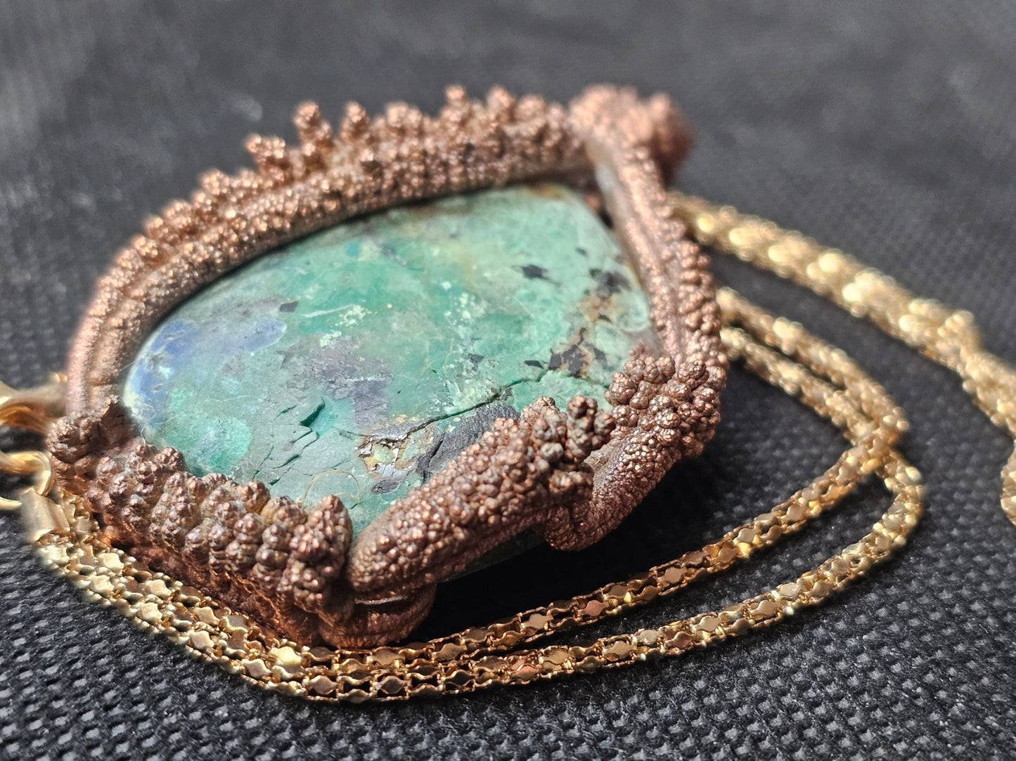 Large Teardrop Electroformed Copper Turquoise Pendant | Ghost Mountain Minerals