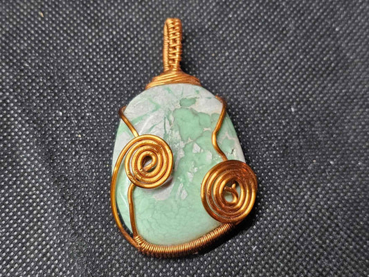 Copper Wire Wrapped Variscite Pendant | Ghost Mountain Minerals