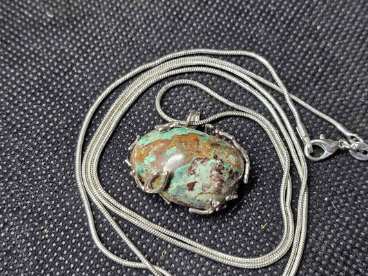 Silver Branch Cast Chrysocolla Pendant | Ghost Mountain Minerals