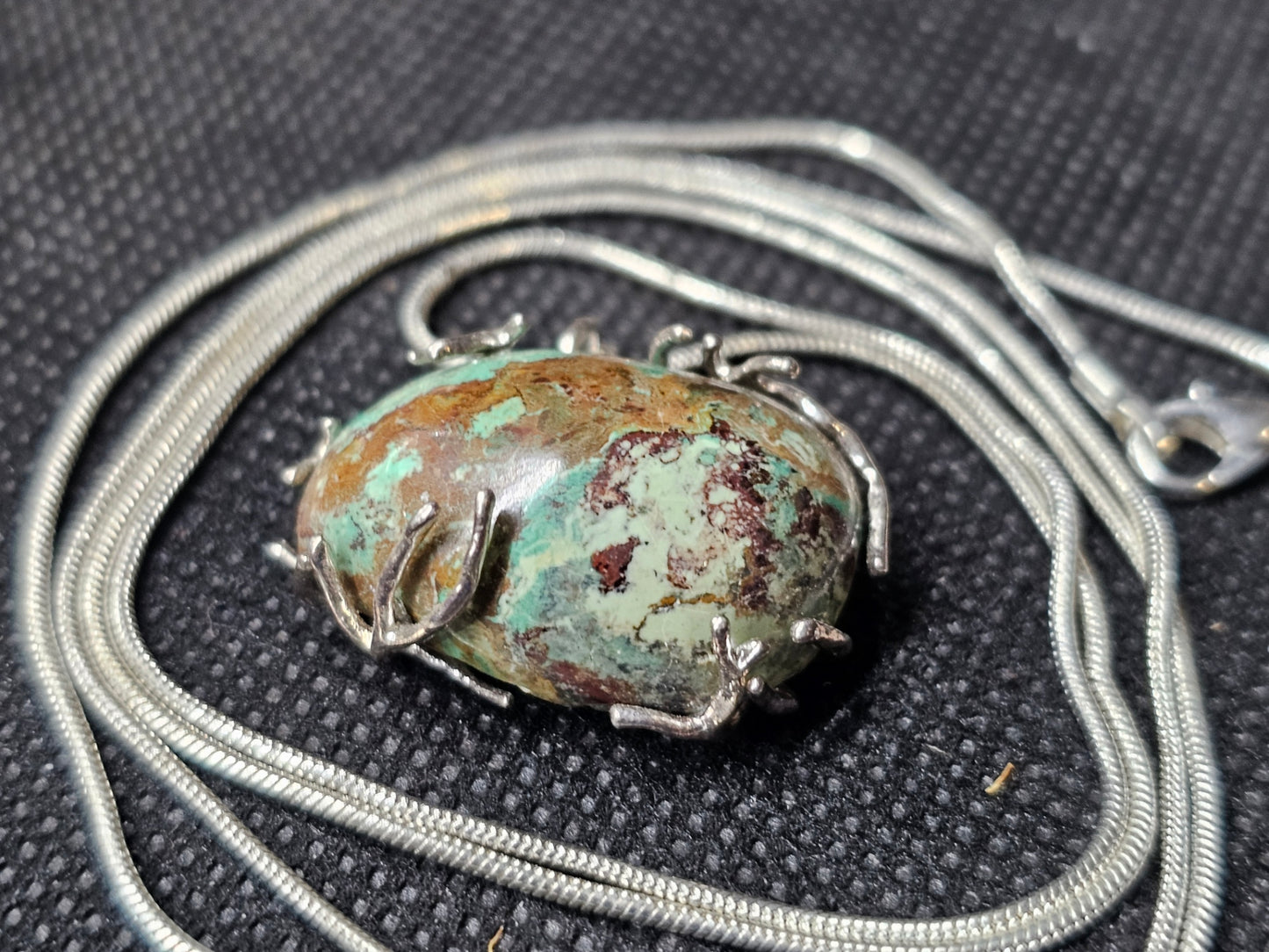 Silver Branch Cast Chrysocolla Pendant | Ghost Mountain Minerals