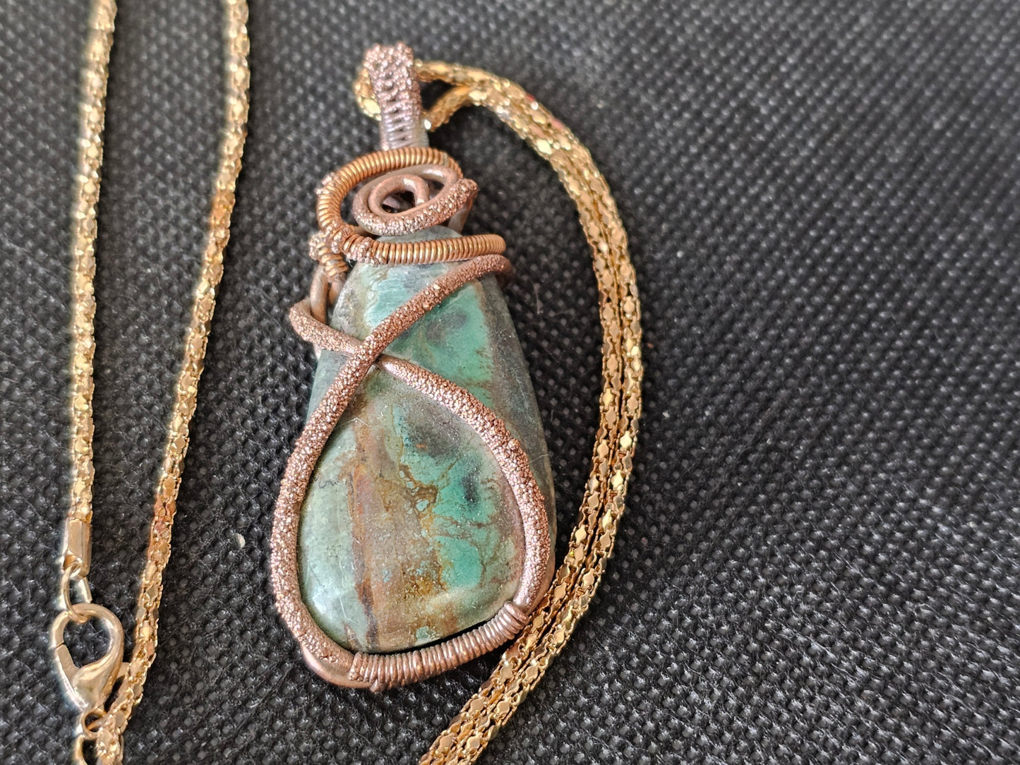 Electroformed Turquoise Copper Wire Wrapped Pendant | Ghost Mountain Minerals