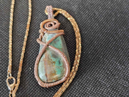 Electroformed Turquoise Copper Wire Wrapped Pendant | Ghost Mountain Minerals