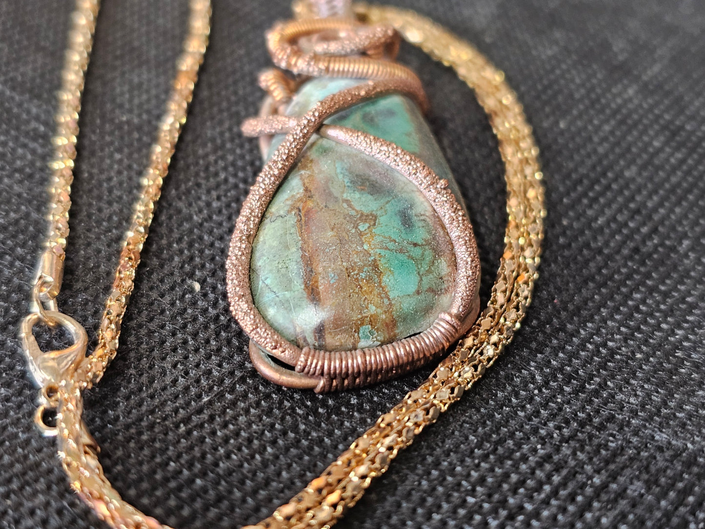 Electroformed Turquoise Copper Wire Wrapped Pendant | Ghost Mountain Minerals